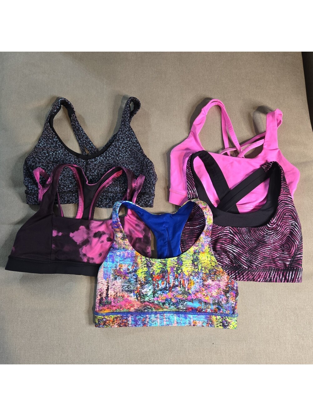 Lot Of 5 Lululemon Women Sport Bra Size 6 Straps Medium Support Logo Activewear
